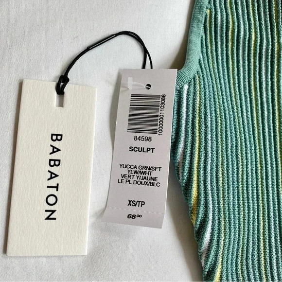 NWT Aritzia Babaton Sculpt Knit Cropped Rib Top Tank Yucca Green - Picture 5 of 9